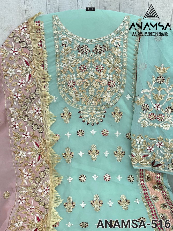 Anamsa 516 Faux Georgette Pakistani Suit Wholesale Price In Surat